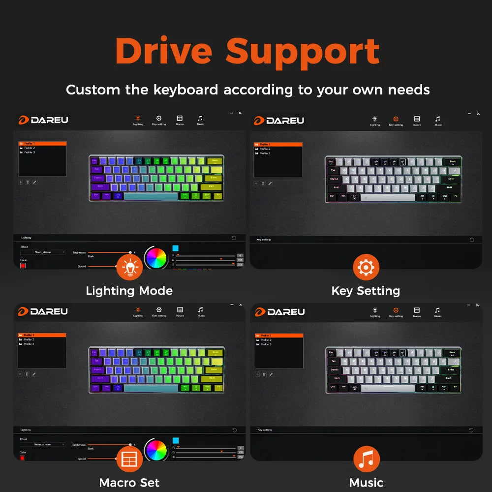 DAREU EK861S 61-Key RGB Wired Mechanical Keyboard