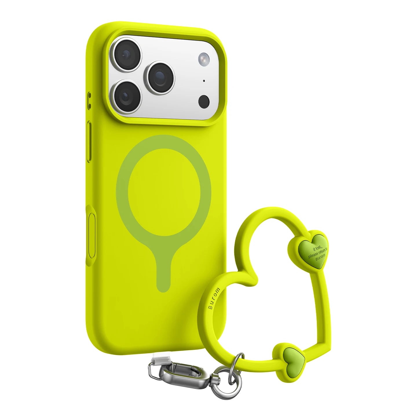 Shockproof Liquid Silicone MagSafe Case with Heart-Shaped Lanyard for iPhone 17 Series