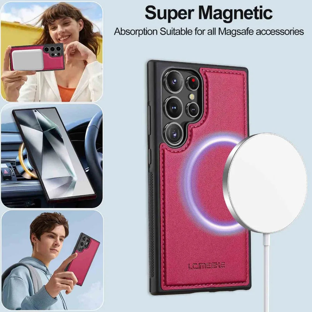 Leather Case with Detachable Card Holder for Samsung Galaxy S23 Series