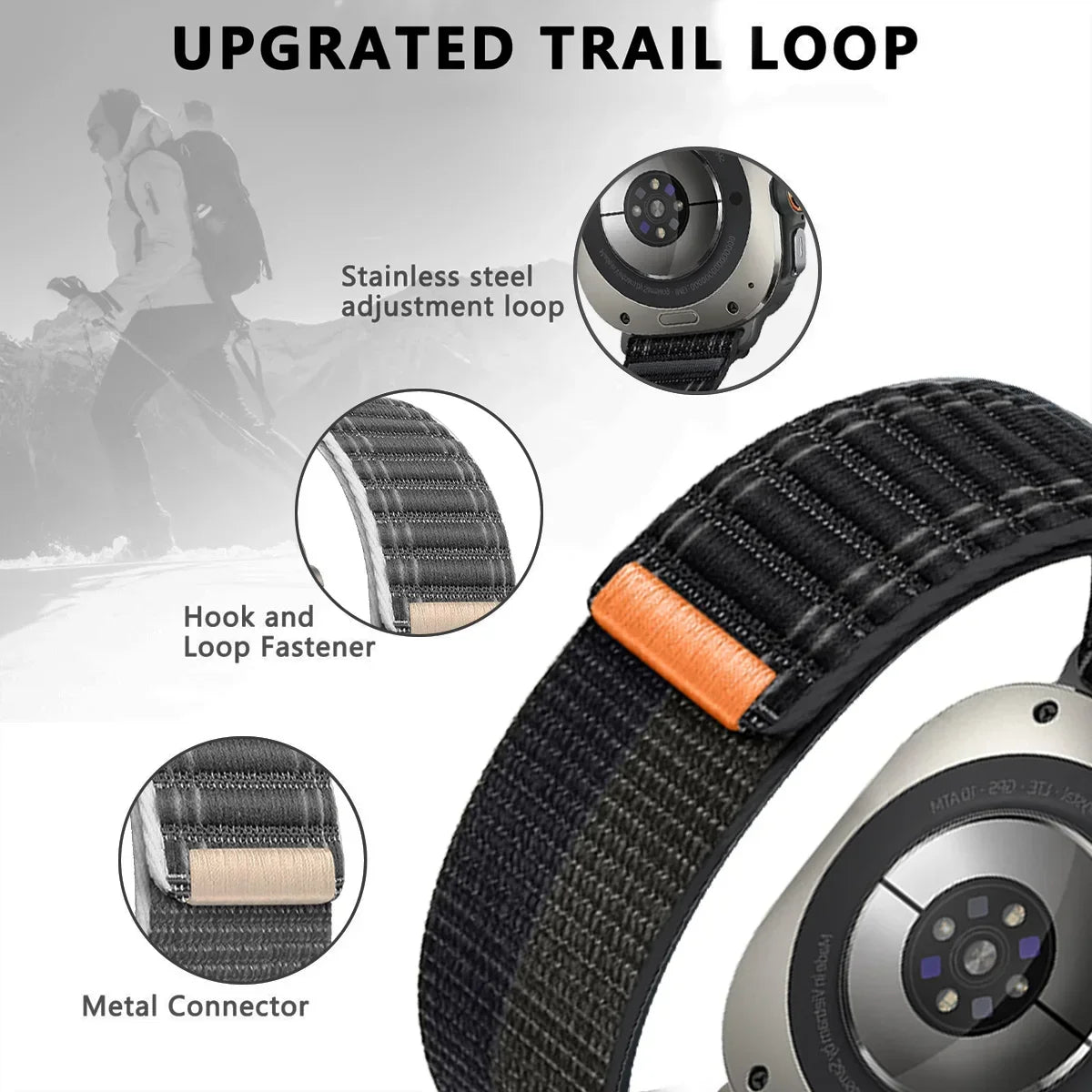 Breathable Nylon Fabric Watch Band with Hook-and-Loop Fastener for Samsung Galaxy Watch Ultra 2