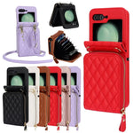 Crossbody Leather Wallet Case with Zipper & Card Holder for Samsung Galaxy Z Flip 6