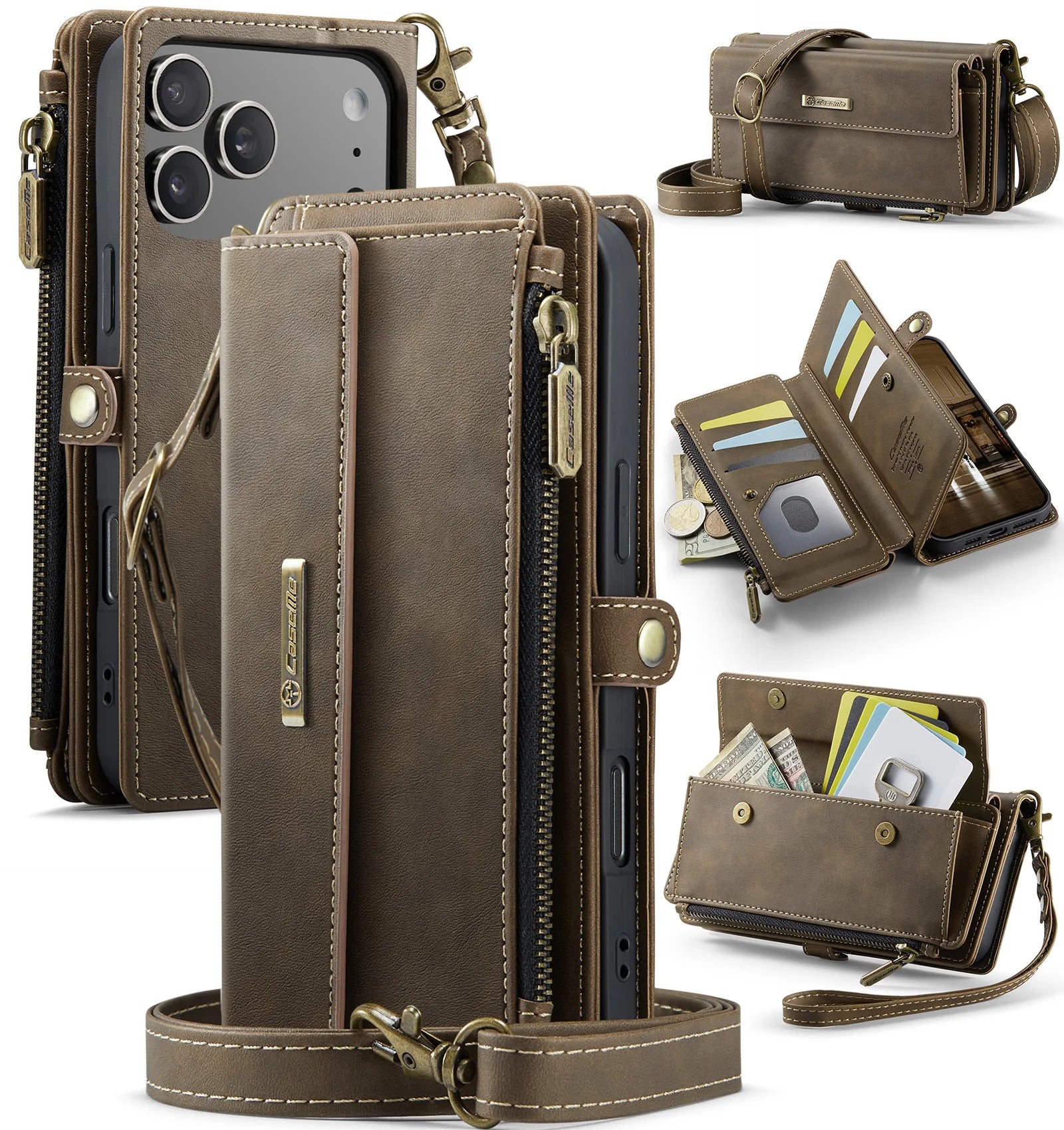 iPhone 17 Series Crossbody Wallet Case with Long Lanyard and Magnetic Flip