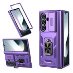 Rugged Armor Case with Sliding Camera Cover and Ring Stand for Samsung Galaxy Z Fold 8 Ultra