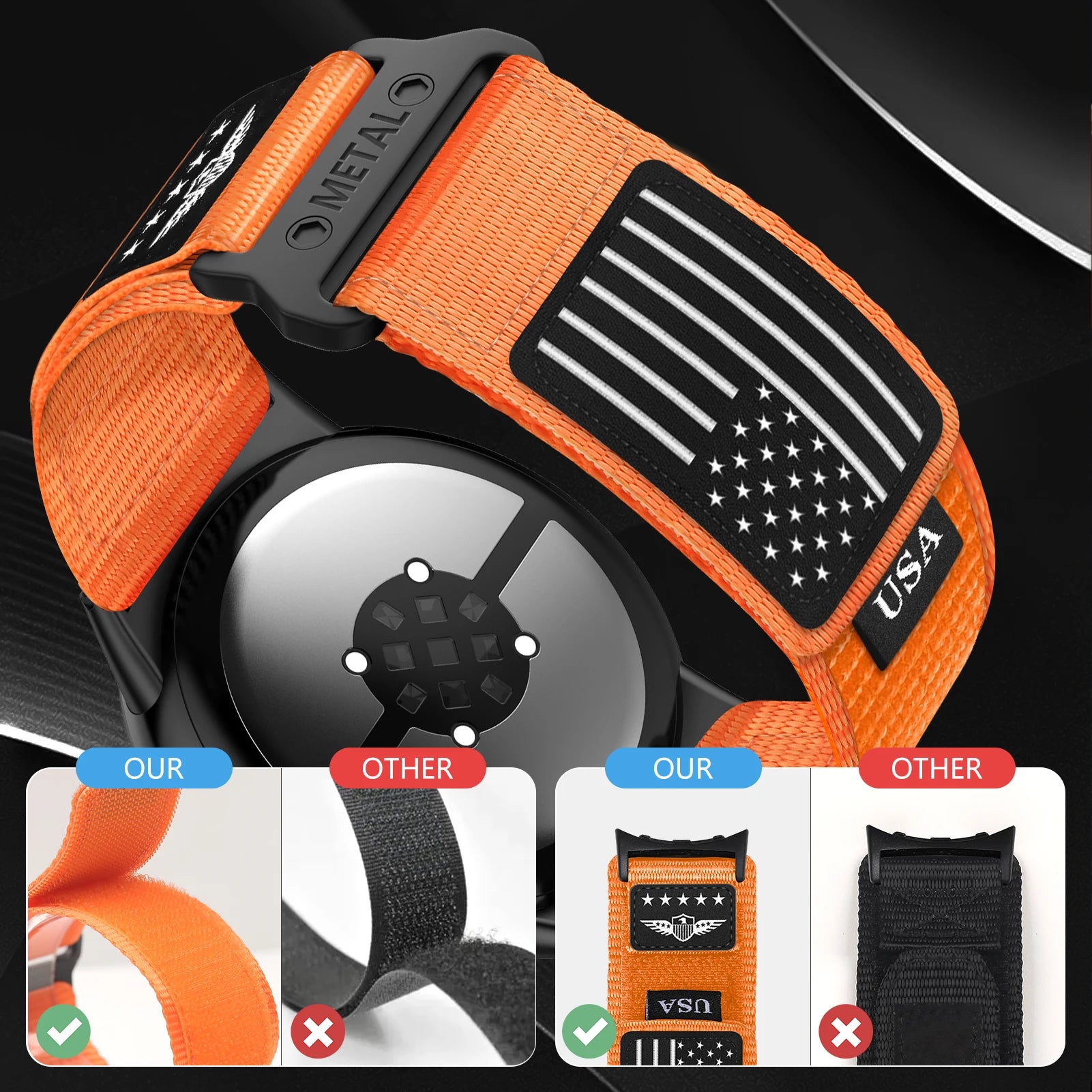 USA Flag-Themed Sporty Trail Loop Nylon Band for Google Pixel Watch 3