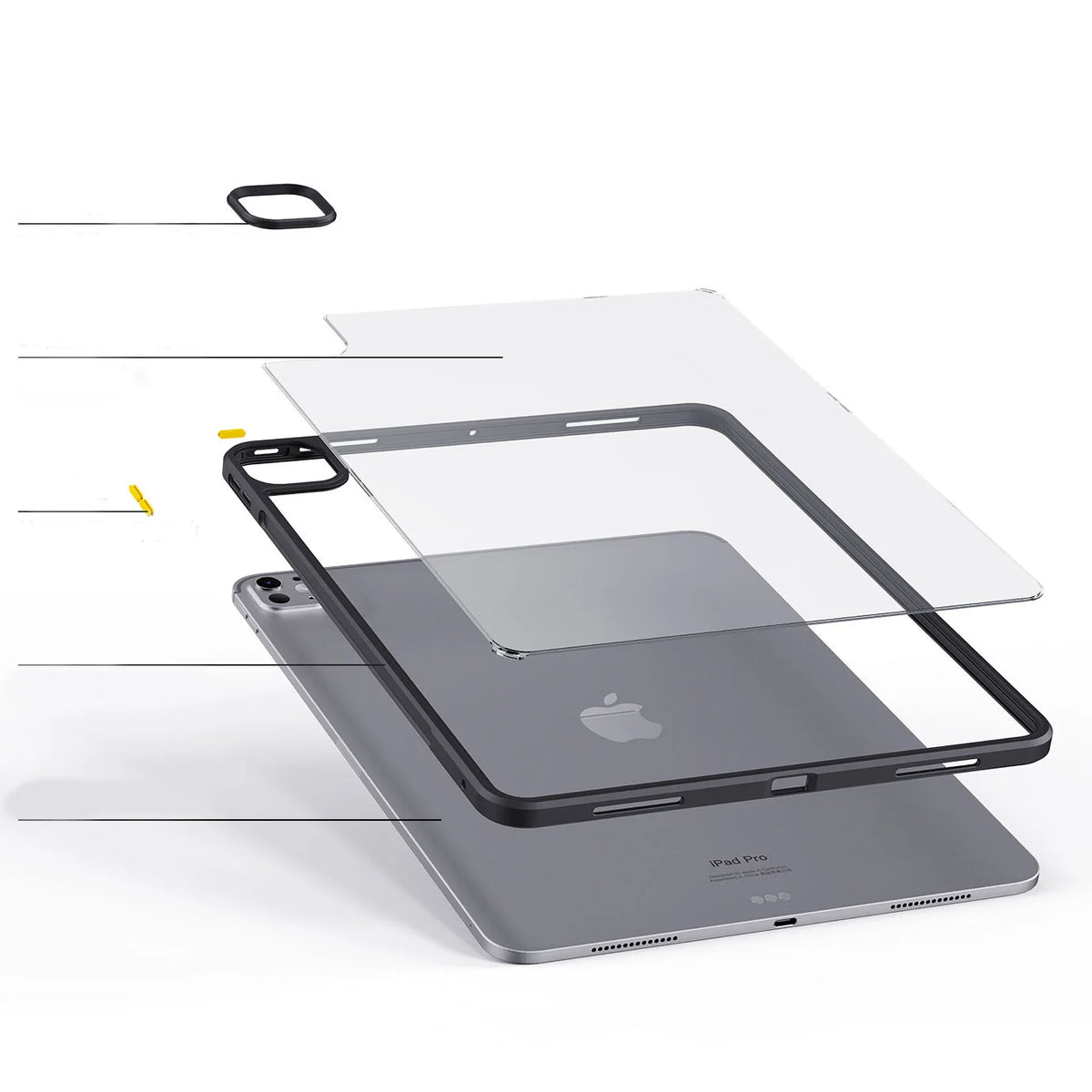 Clear Hybrid TPU and PC Bumper Case for iPad Pro (2024)
