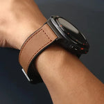 Leather and Silicone Watch Band with Magnetic Buckle for Samsung Galaxy Watch 9