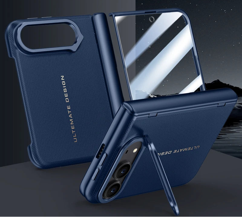 Leather Hinge Protection Case with Integrated Kickstand for iPhone Duo