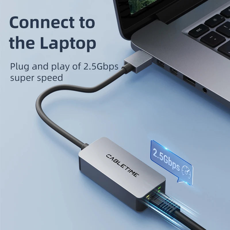 CABLETIME Aluminum USB to 2.5Gbps Ethernet Adapter