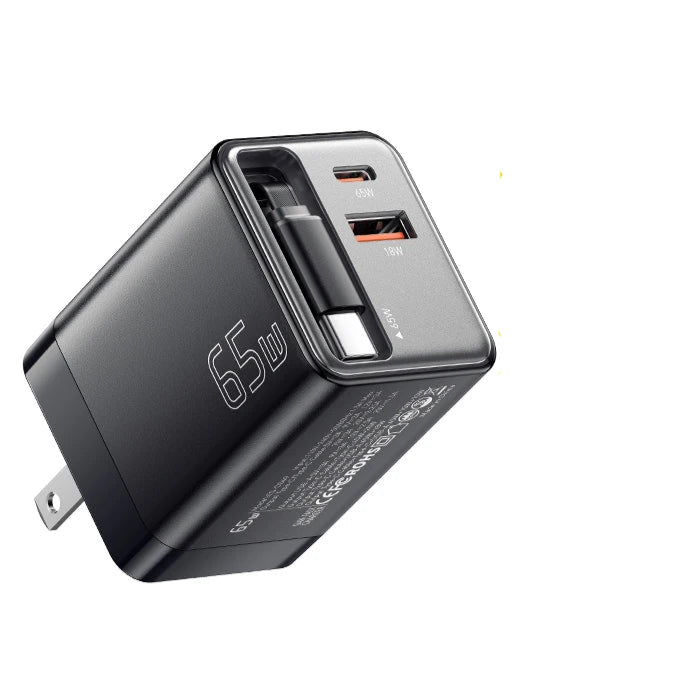 Essager 65W GaN Charger with Built-in Retractable Cable