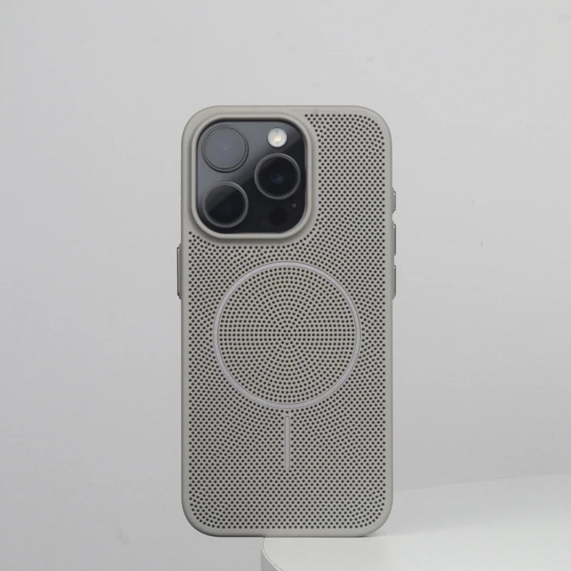 Ultrathin Grid Mesh Cooling Hard PC MagSafe Case for iPhone 15 Series