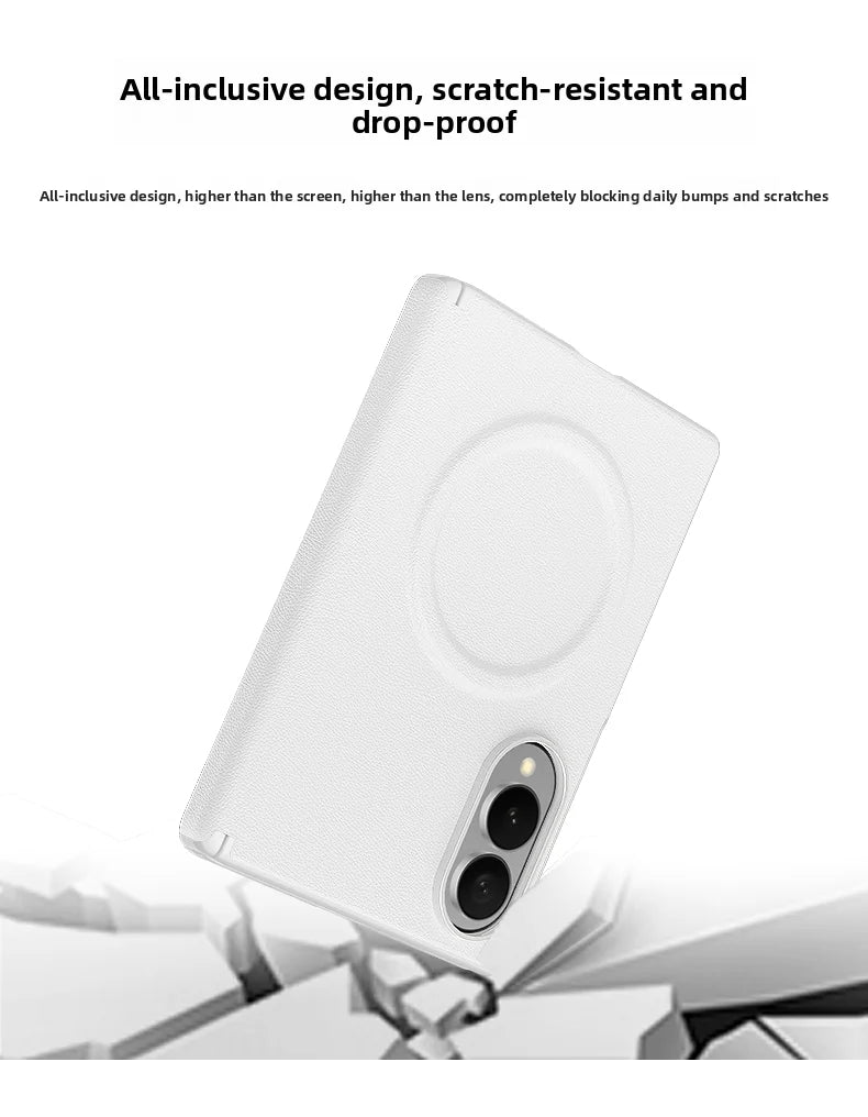 Luxury Magnetic Vegan Leather Case with Screen Protector for Samsung Galaxy Z Fold 8