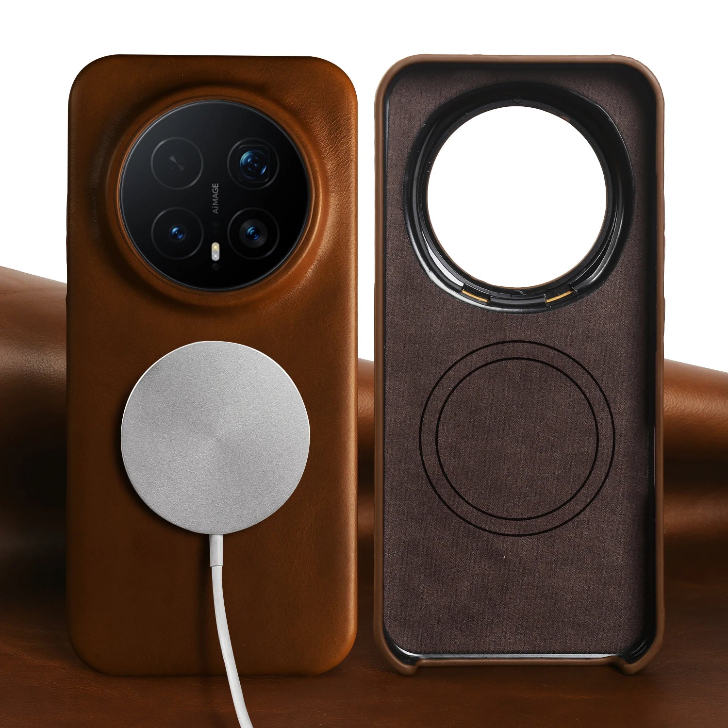 Oil-Wax Leather Case with Magnetic Attachment for Honor Magic8 Series