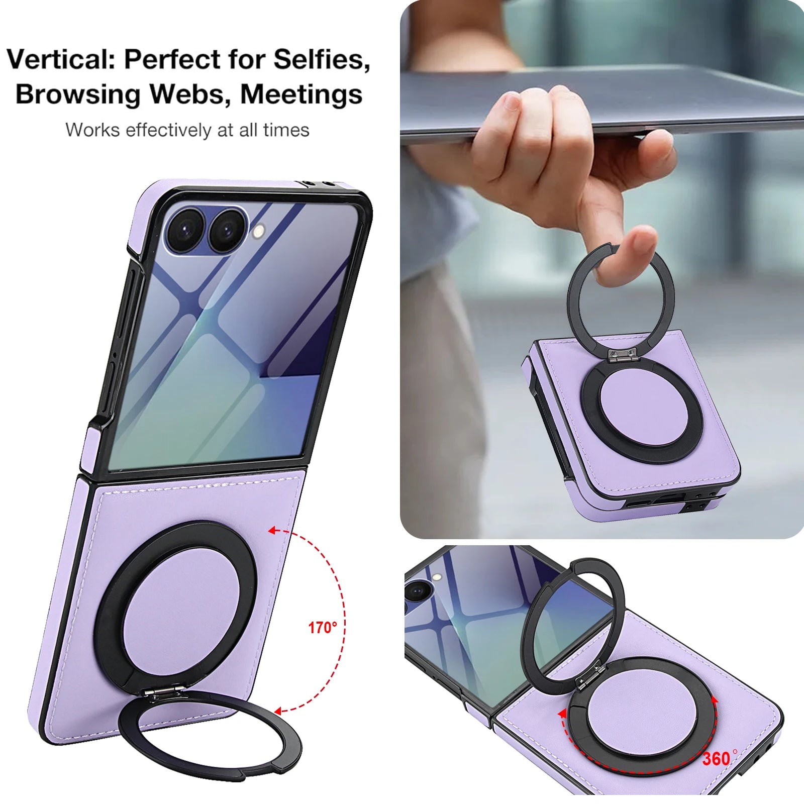 Business Leather Case with 360 Rotating Stand for Samsung Galaxy Z Flip 7