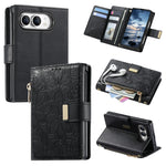 Embossed Leather Wallet Flip Case with Adjustable Stand for iPhone Duo