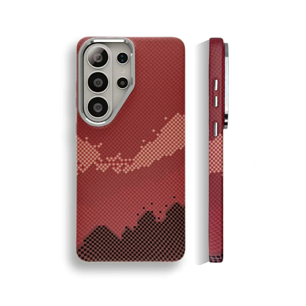 Carbon Fiber Magnetic Case with Metal Lens Cover for Samsung Galaxy S25 Ultra
