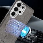 Matte Leather Magnetic Case with Metal Lens Protection for Samsung Galaxy S24 Series