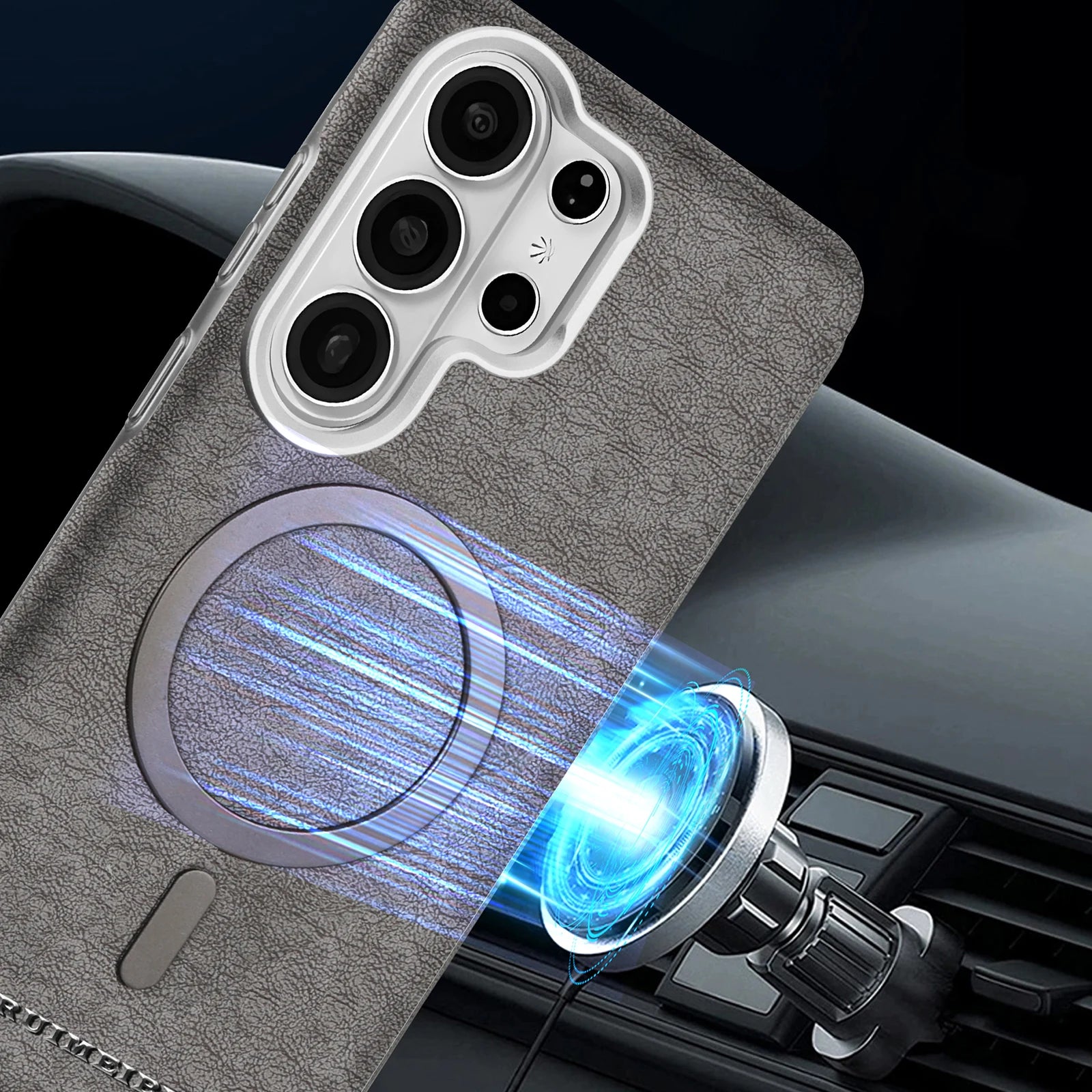 Matte Leather Magnetic Case with Metal Lens Protection for Samsung Galaxy S24 Series