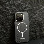 Carbon Fiber Texture Hard PC MagSafe Case for iPhone 15 Series