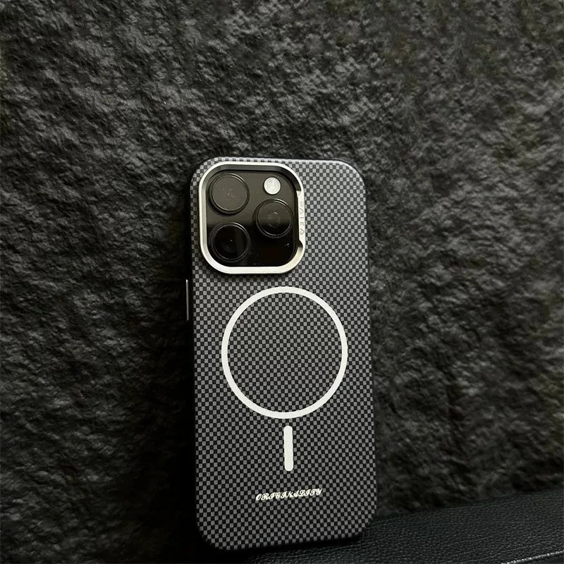 Carbon Fiber Texture Hard PC MagSafe Case for iPhone 15 Series