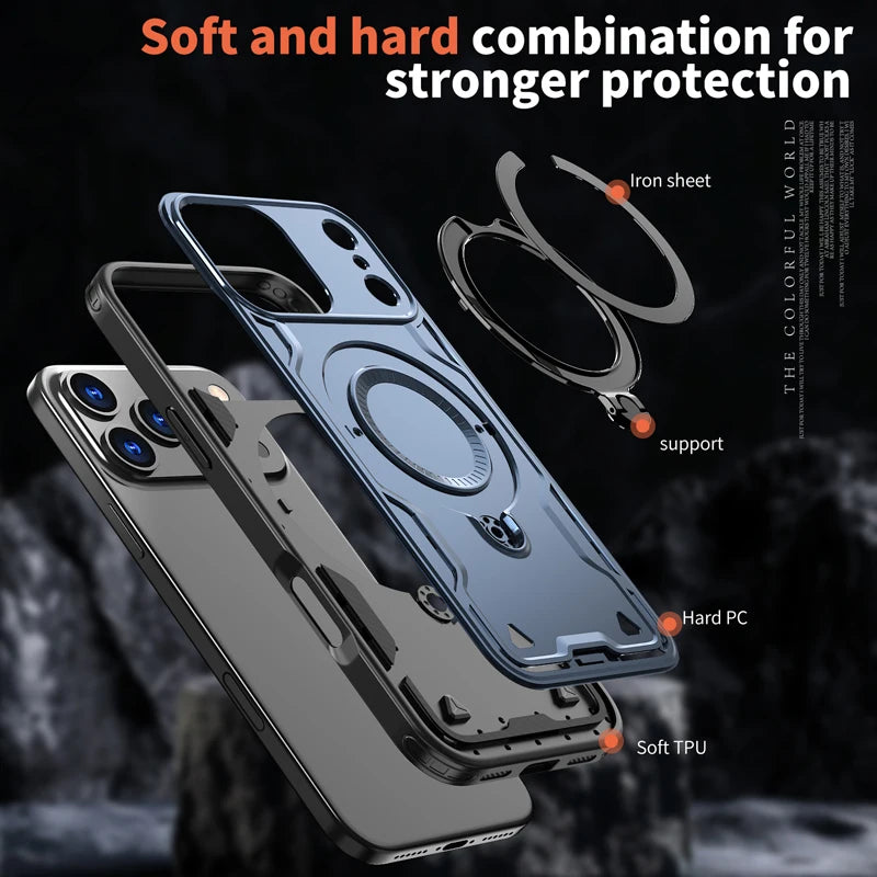 Transparent PC TPU Case with 360° Rotatable Ring Stand for iPhone 18 Series