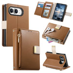 Vegan Leather 4-Card Kickstand Wallet Case with Zippered Coin Pocket for iPhone Duo