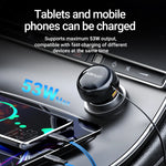 ACEFAST 53W Dual Port Car Charger with Retractable USB-C Cables