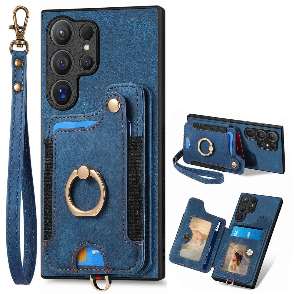 Samsung Galaxy S25 Series Wallet Case with Wrist Strap