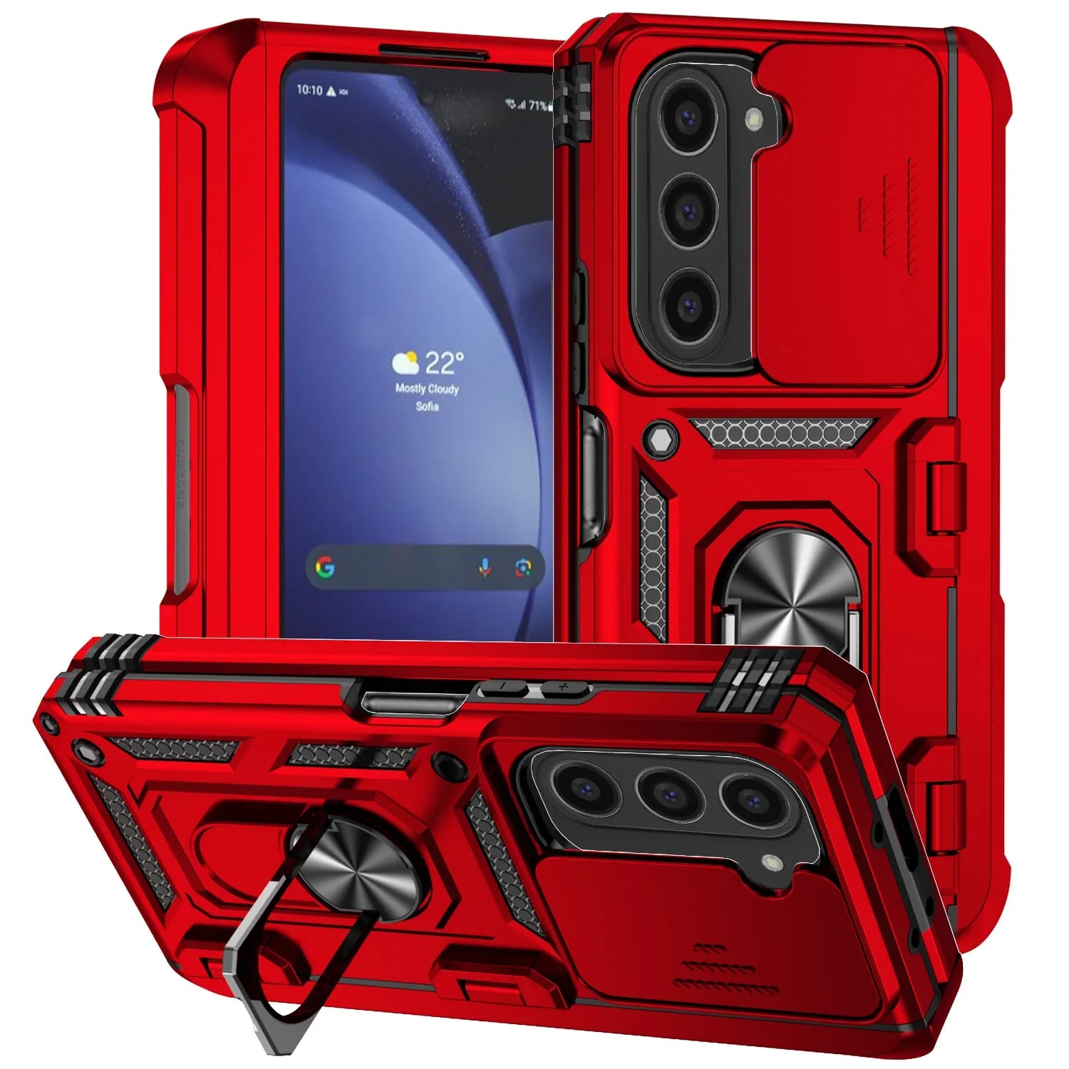360° Protection Slide Camera Lens Armor Case with Ring Holder for Samsung Galaxy Z Fold 6