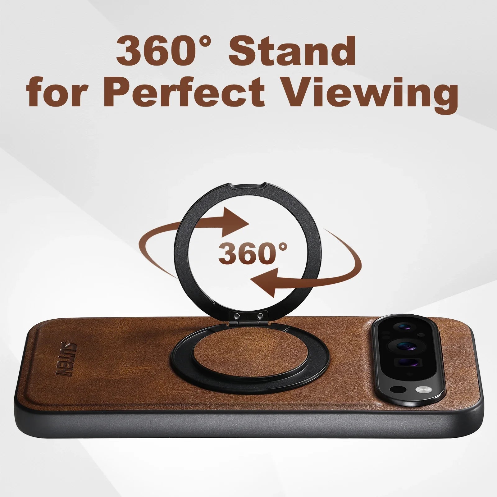 Premium Magnetic Leather Case with 360° Rotating Ring for Google Pixel 9 Series