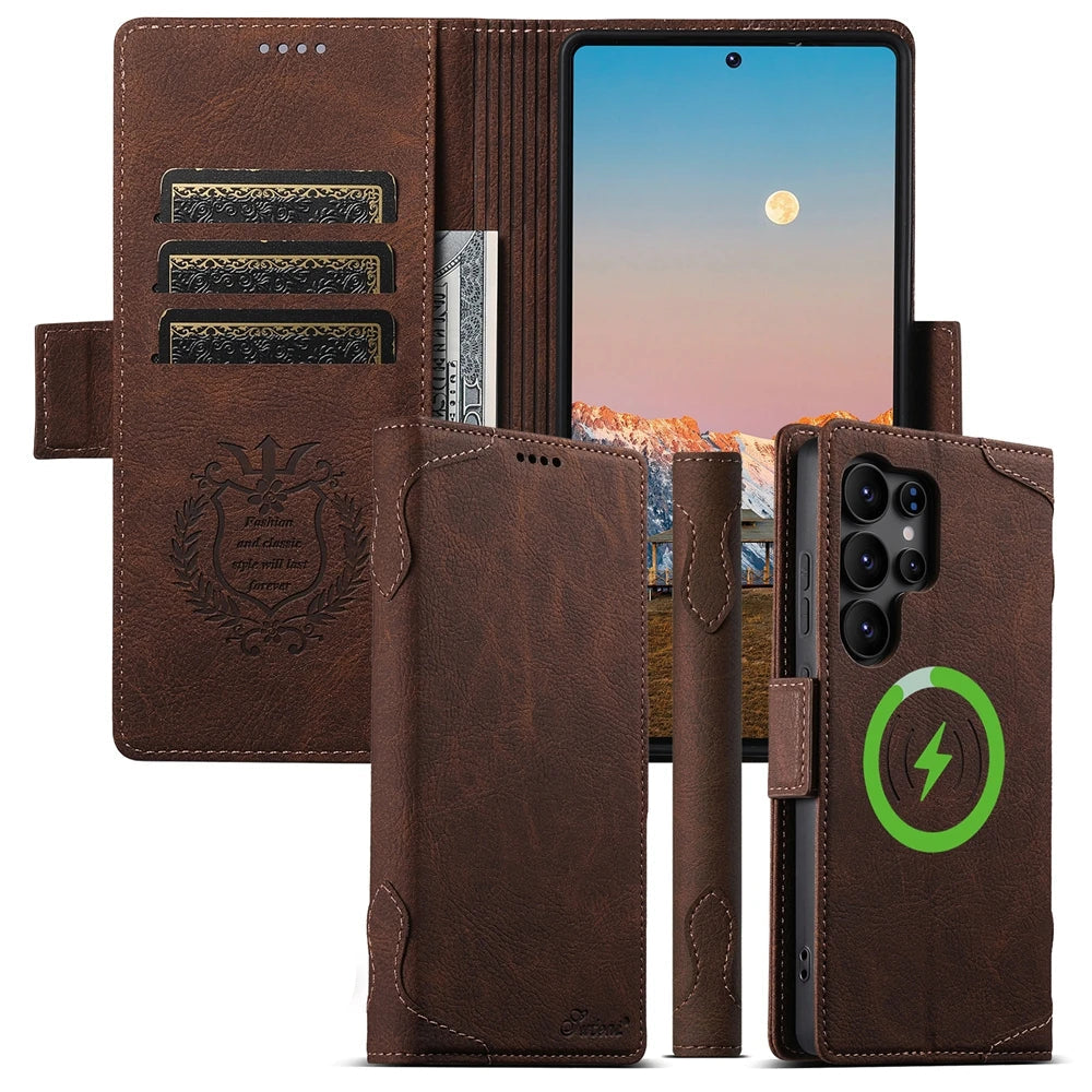 Samsung Galaxy S25 Ultra PU Leather Magnetic Flip Wallet Case