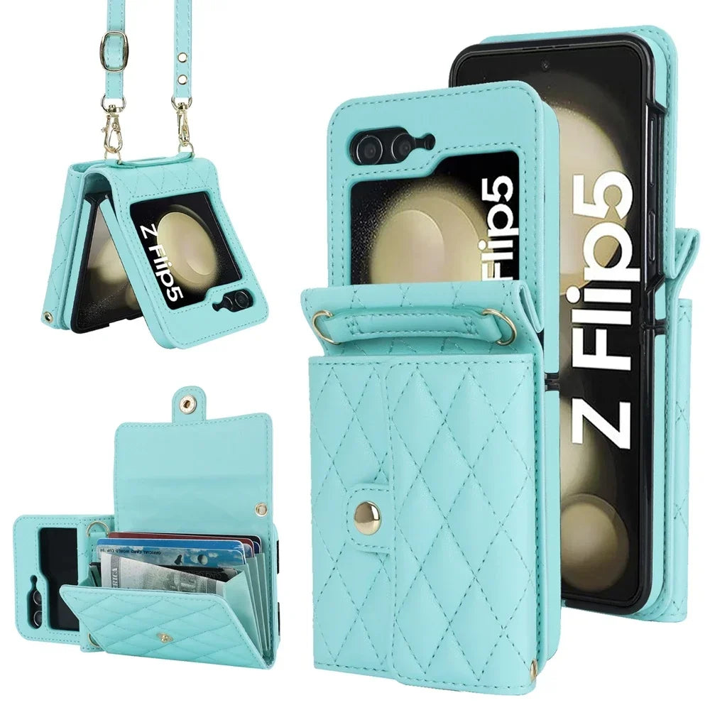 Stylish Leather Wallet Flip Case for Samsung Galaxy Z Flip 6
