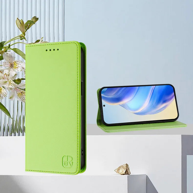 RFID-Blocking Leather Book Cover for OPPO Find X9 / X9 Pro