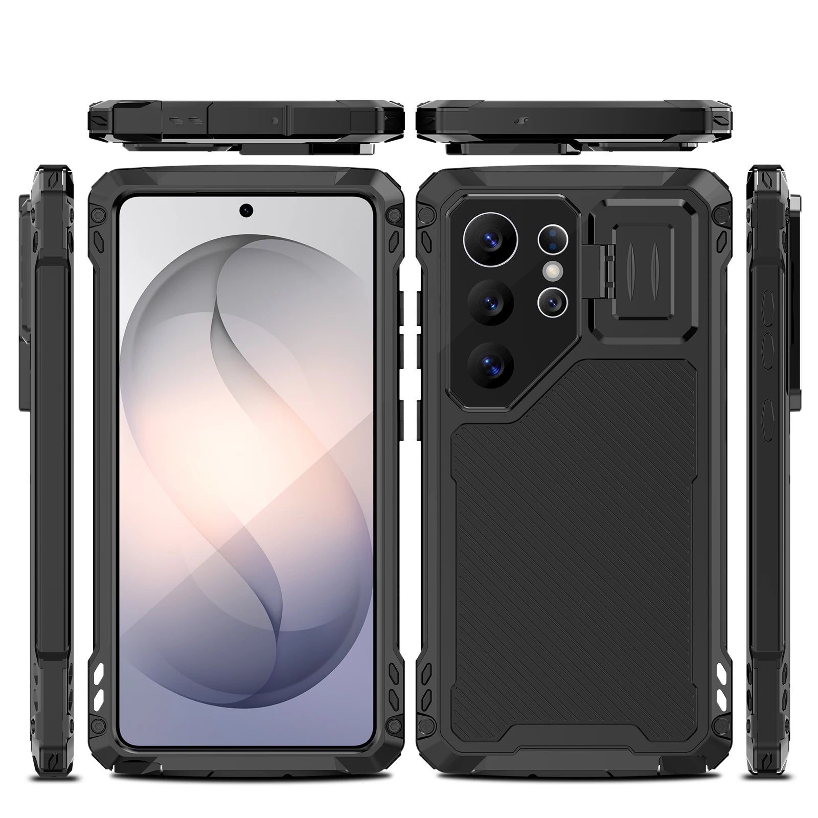 Shockproof Armor Case with Camera Lens Cover for Samsung Galaxy S24 Ultra
