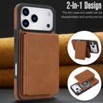 iPhone 17 Series Detachable Leather Wallet Case with Kickstand and RFID Protection