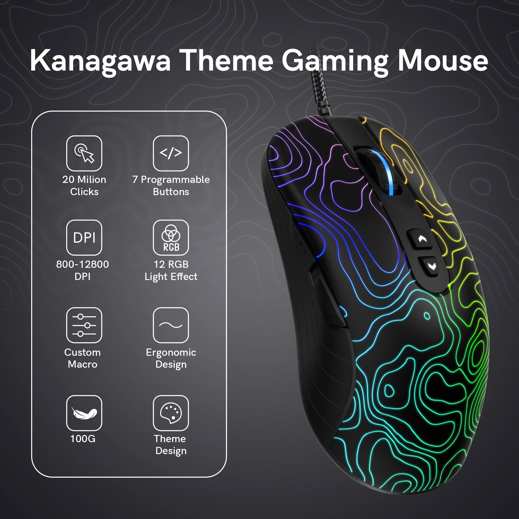 Womier G706 Wired RGB Gaming Mouse – 12000 DPI Optical Sensor