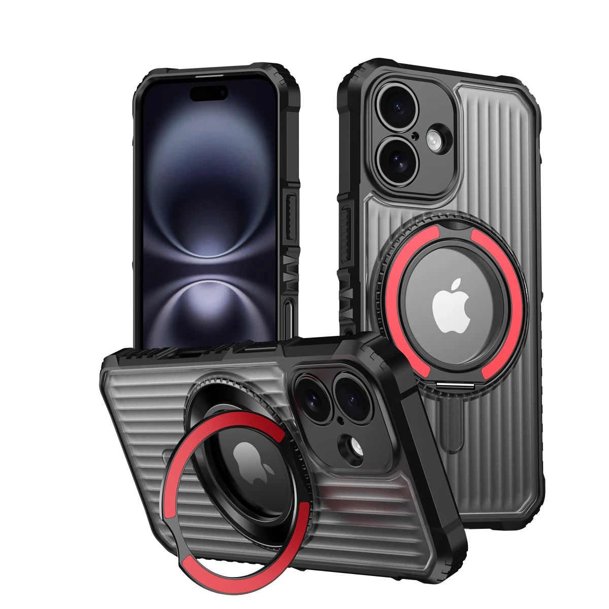 Shockproof Hard Armor MagSafe Case with Alloy Stand for iPhone 16 Series