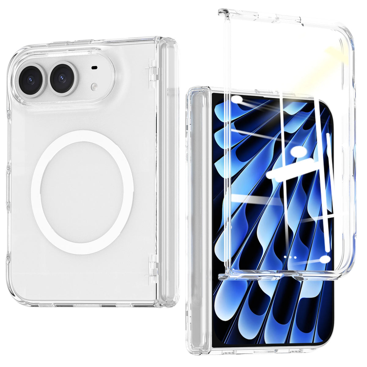 Full-Body Case with Hinge Protection and Built-In Tempered Glass Film for iPhone Duo