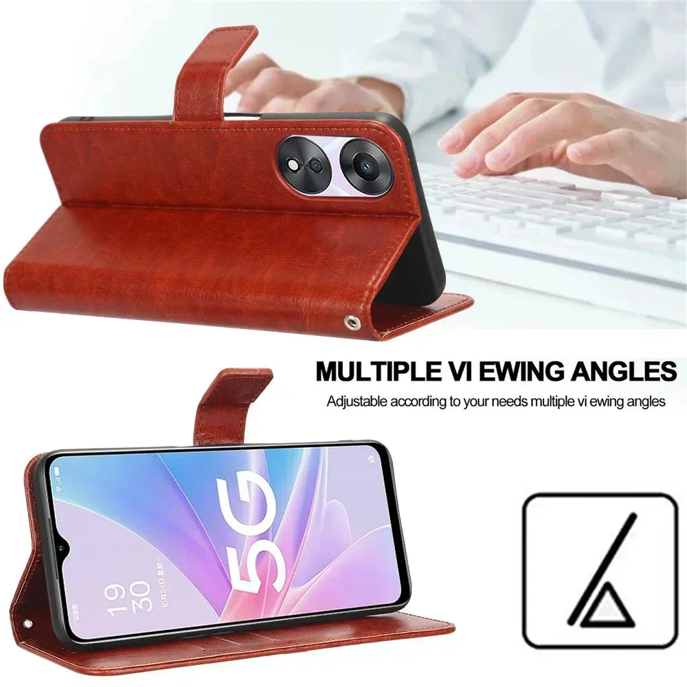 Plain Leather Flip Case with Card Slot & Kickstand for Vivo X200 FE