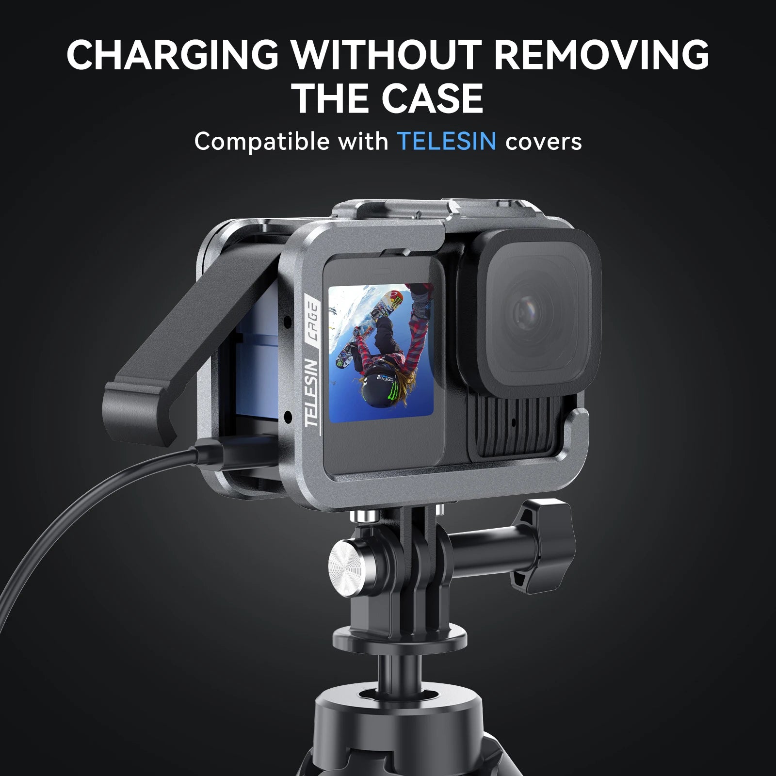 TELESIN Aluminium Alloy Frame Case for GoPro Hero Action Cameras