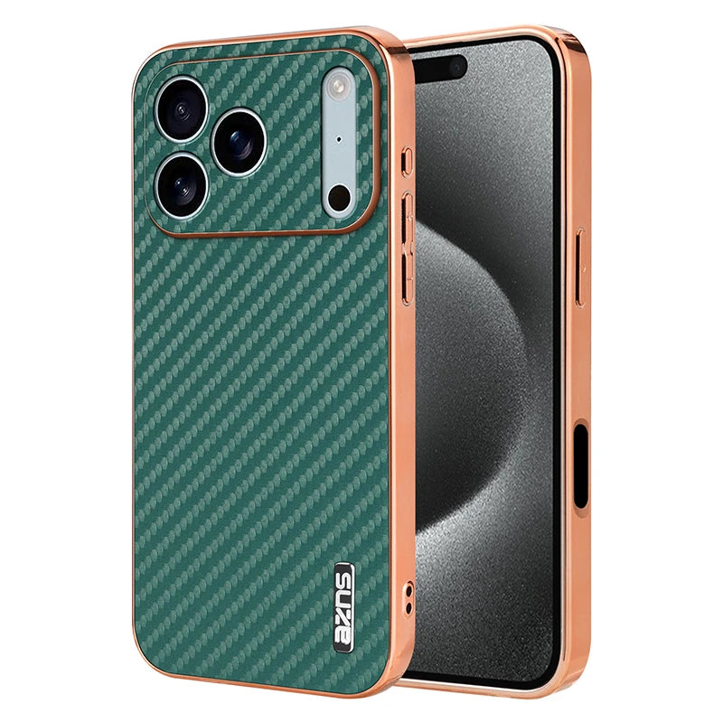Electroplated Frame Carbon Fiber Style Case for iPhone 17 Series