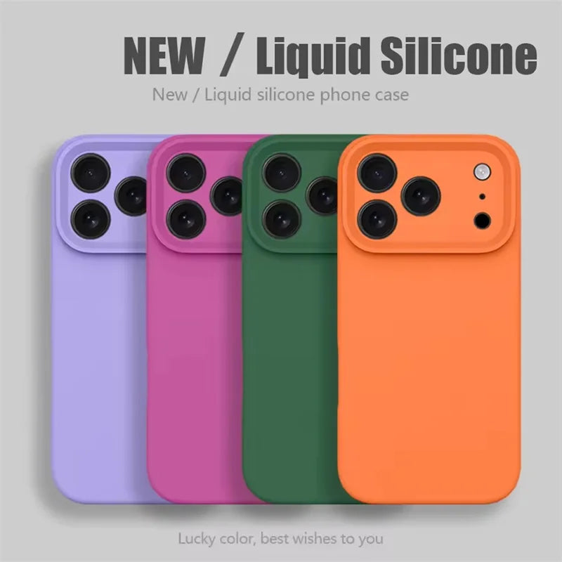 Liquid Silicone Camera Protection Case with Raised Lens Ring for iPhone 17 Series