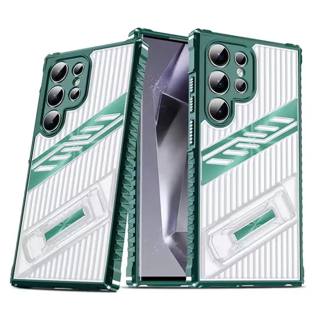 Samsung Galaxy S25 Series Heavy-Duty Armor Shockproof Case with Kickstand