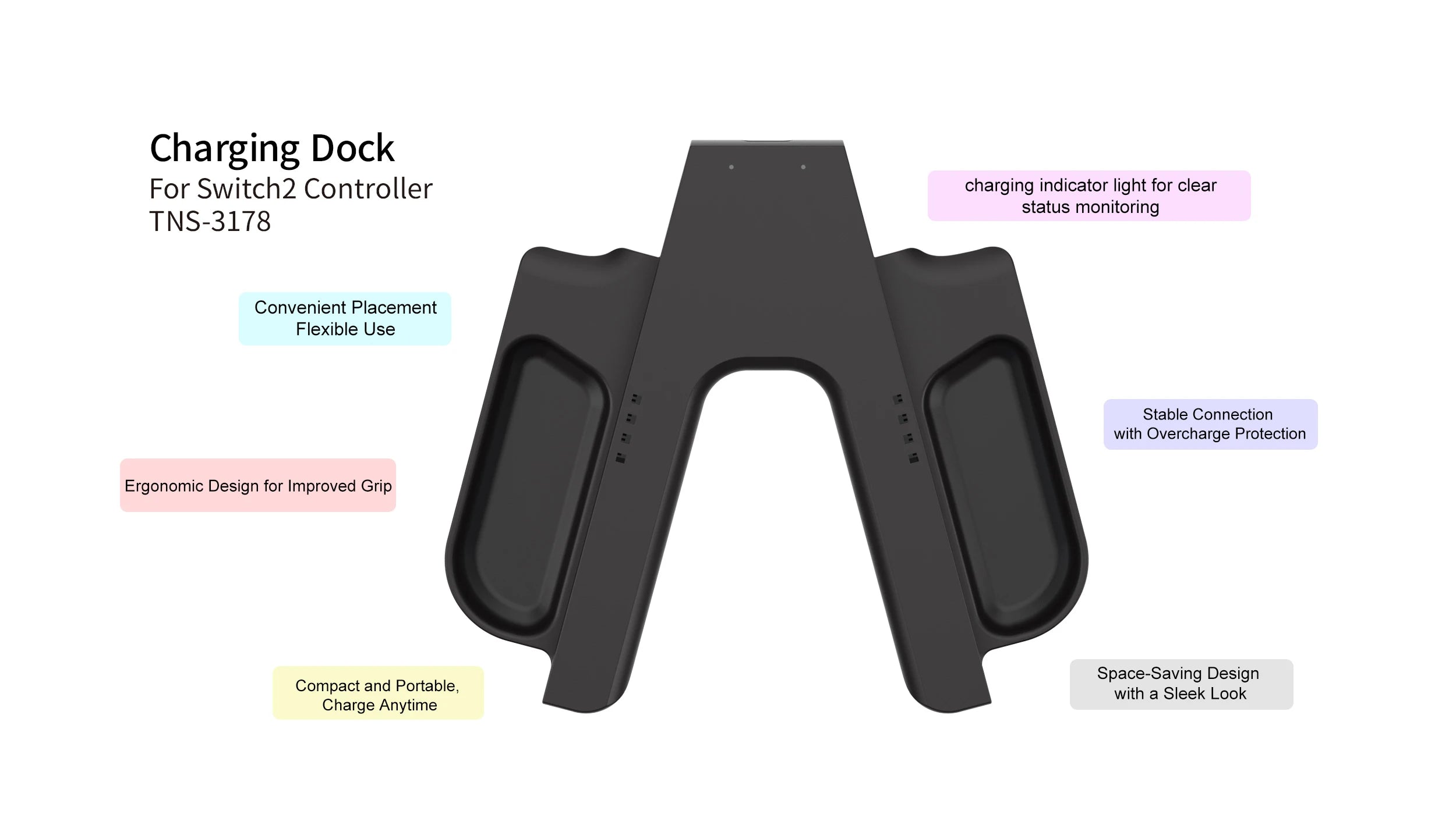 Portable Charger Grip for Nintendo Switch 2 Joy-Con Controllers