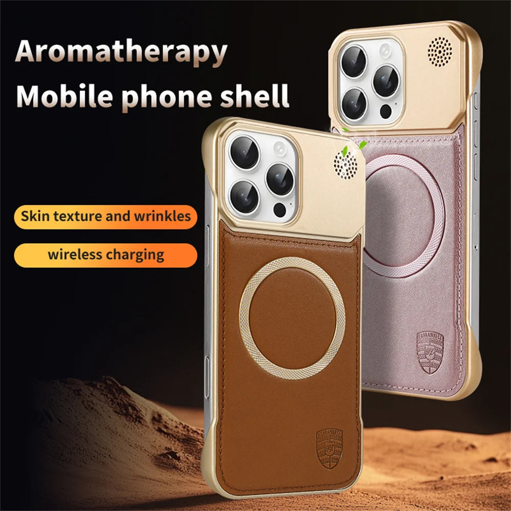 Premium Leatherette Aromatherapy MagSafe Case for iPhone 15 Series