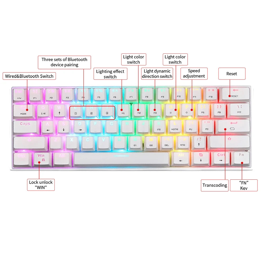 Motospeed Sk62 61-Key Mechanical Keyboard