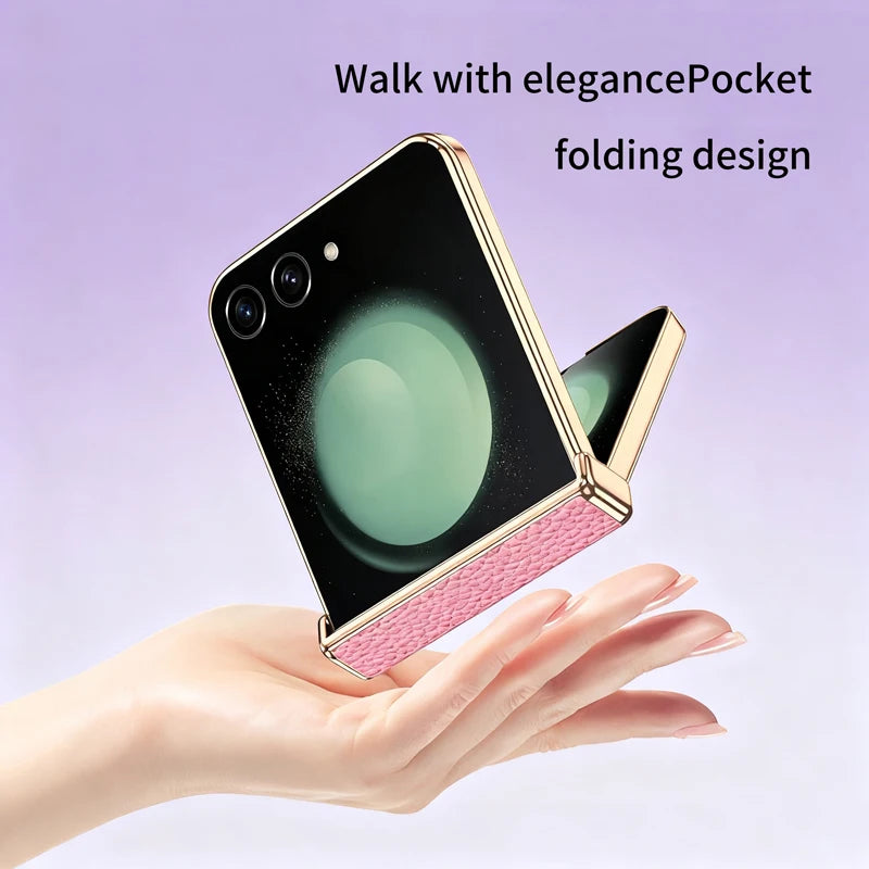 Luxury Cowhide Leather Case for Samsung Galaxy Z Flip 7