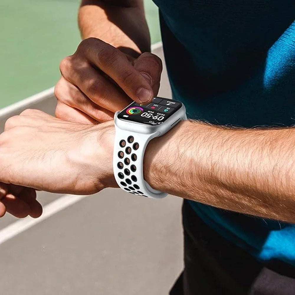 Breathable Silicone Band with Perforated Ventilation for Apple Watch