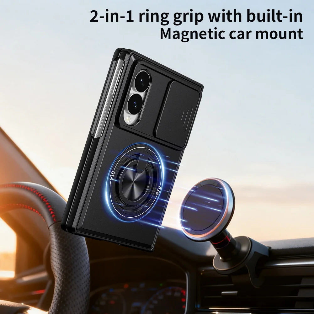 Shock-Absorption Perimeter Frame Case with Rotating Ring Grip for Samsung Galaxy Z Fold 8