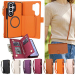 Protective Flip Magnetic Case with Lanyard Strap for Samsung Galaxy S25 Series