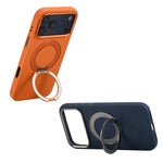 Luxury PU Leather MagSafe Case with Ring Holder for iPhone 17 Series